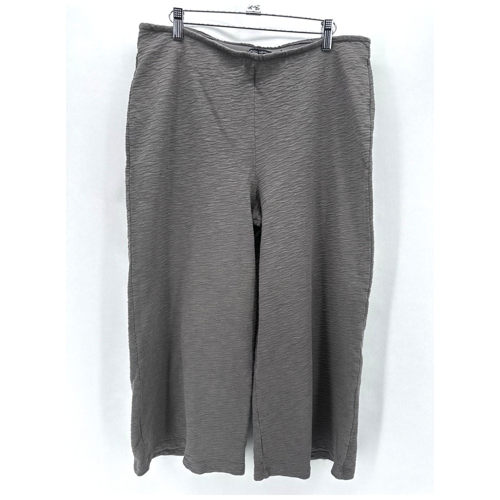 Gudrun Sjoden Textured Wide Leg Pants Size L Brown Crop Lagenlook Minimalist Art